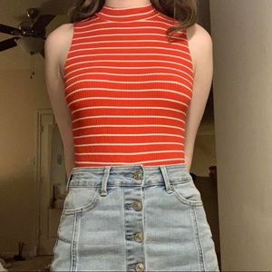 Redish orange Forever21 mock neck bodysuit